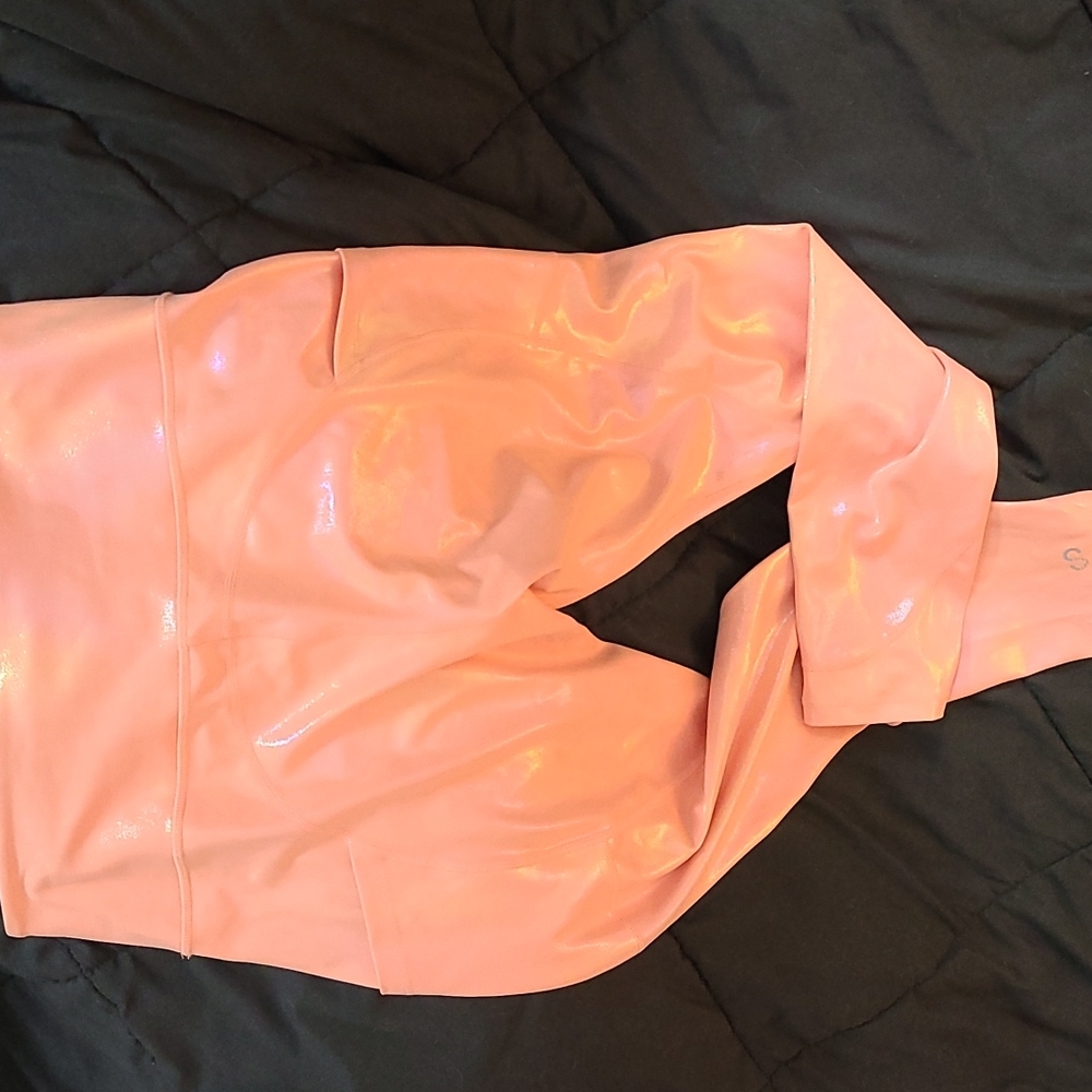 Curves and combat leggings peach colored with rainbow shimmer